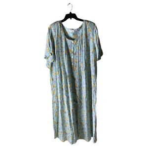 Vintage CDC Floral Dress Size 22 Nightgown Sleepwear Pleated Shoulder Pads